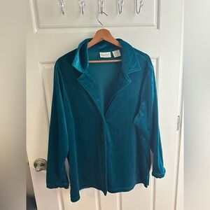 Vintage Elizabeth Williams Velvet Button Down Shirt/Blouse Size XL